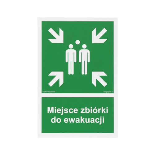 Znak Miejsce zbiórki do ewakuacji 100x150 PN AF007