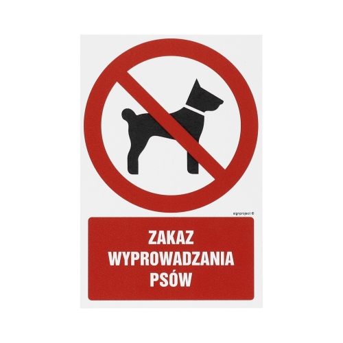Znak Zakaz wyprowadzania psów 100x150 PN GC075