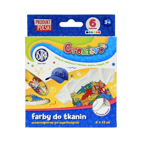 Farby do tkanin 6kol 15ml Astra 301122016
