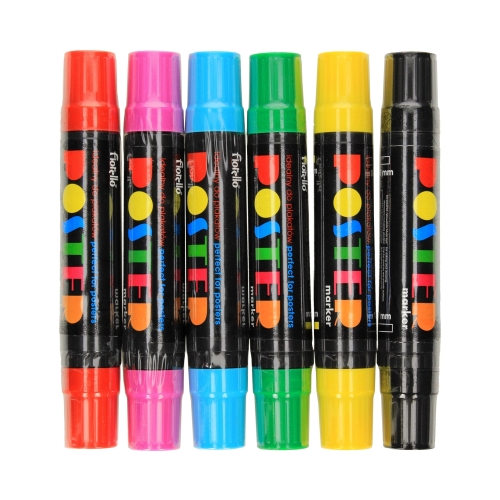 Marker permanentny 10mm/17mm 6kol dwustronny Poster GR-1712
