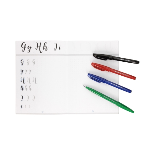 Zestaw do kaligrafii Touch Brush Pen 4kol Basic + książka Pentel