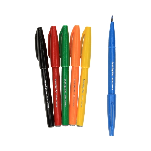 Pisaki artystyczne 6 kol podstawowych Touch Brush Pen Pentel