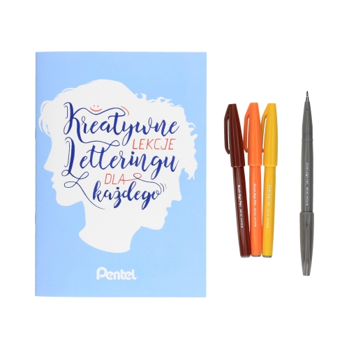 Zestaw kaligrafii TouchBrushPen 4kol Light +książka Pentel