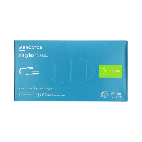 Rękawice nitrylowe bezpudrowe S niebieskie Nitrylex (100)