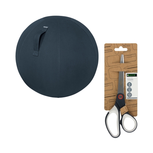 Piłka do siedzenia szara Ergo Cosy Leitz +  nożyczki Leitz