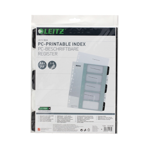 Przekładki PP A4 15k czarno/białe Leitz WOW