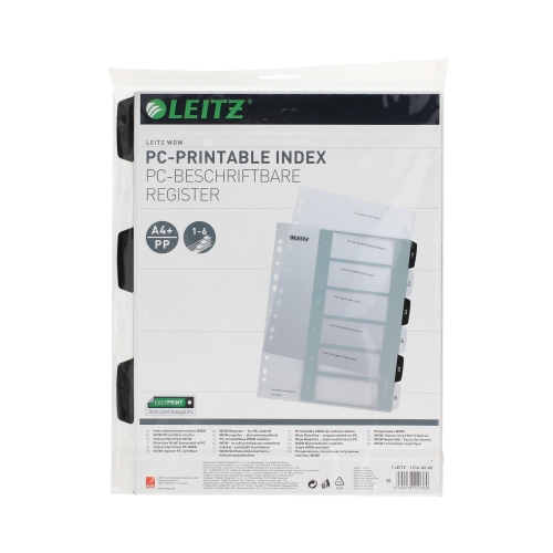Przekładki PP A4 16k czarno/białe Leitz WOW