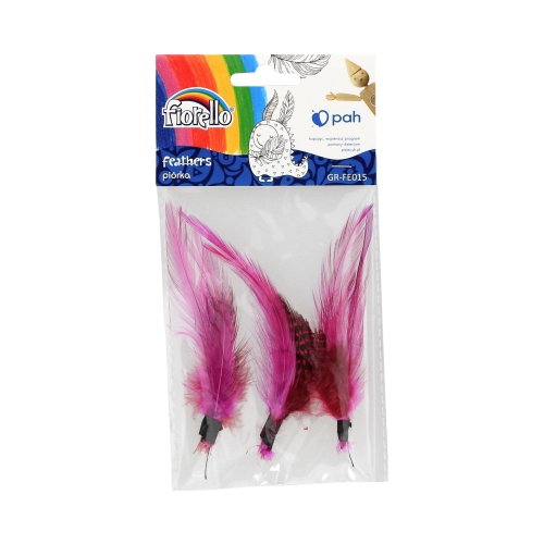 Piórka ozdobne 11-13cm czarno-różowe Fiorello - 3szt.