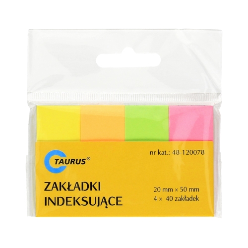 Zakładki indeksujące 20x50/40 4kol neon Taurus