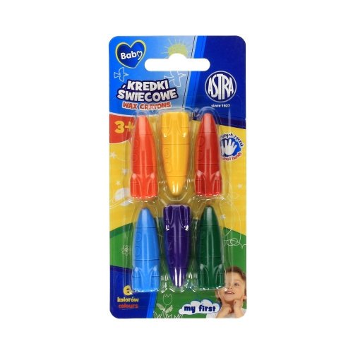 Kredki świecowe dla maluszków 6kol kształt rakieta Baby Astra 316023002