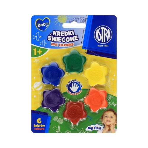 Kredki świecowe dla maluszków 6kol kształt gwiazdka Baby Astra 316023003
