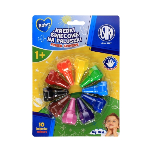 Kredki świecowe dla maluszków 10kol zakładane na paluszek Baby Astra 316023005