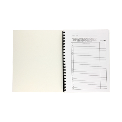 Teczka akta osobowe binda wewnętrzna czarna zadrukowana ABCDE