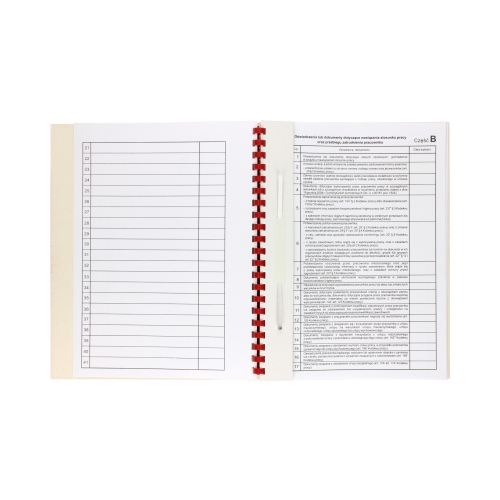 Teczka akta osobowe binda wewnętrzna czerwona zadrukowana ABCDE