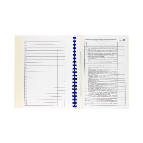 Teczka akta osobowe binda wewnętrzna niebieska zadrukowana ABCDE