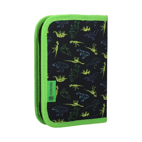 Piórnik bez wyposażenia pojedynczy 2klapki AC1 T-Rex neon Astrabag