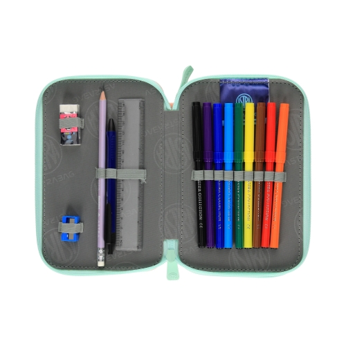 Piórnik z wyposażeniem podwójny Teddy Panda Astrabag