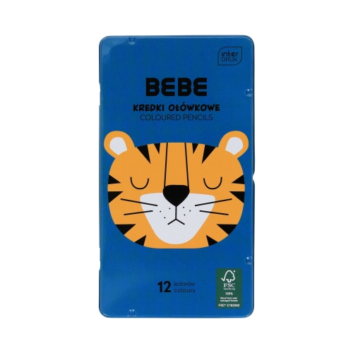 Kredki ołówkowe 12kol opakowanie metalowe Boys BeBe FSC100