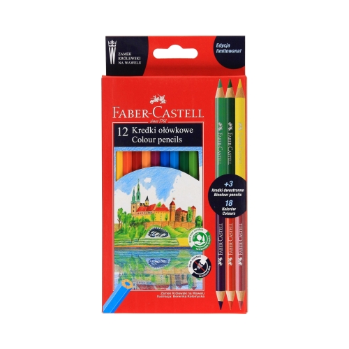 Kredki ołówkowe 12kol + 3szt. dwustronnych zamek na Wawelu Faber-Castell 201480