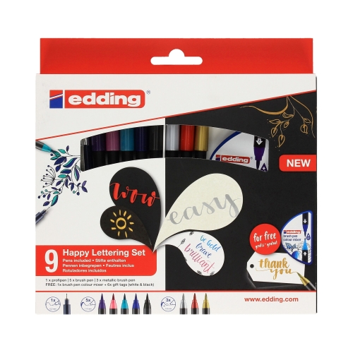 Pisaki pędzelkowe do kaligrafii 9kol Edding E-1340