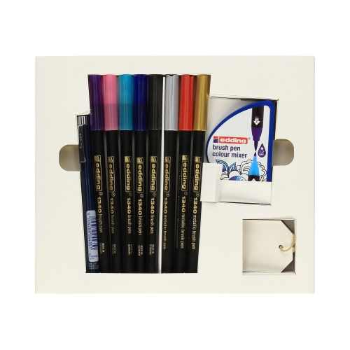 Pisaki pędzelkowe do kaligrafii 9kol Edding E-1340