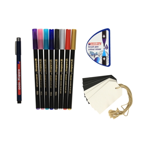Pisaki pędzelkowe do kaligrafii 9kol Edding E-1340