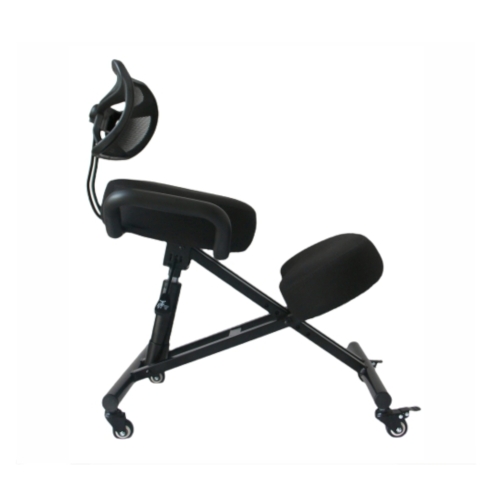 Krzesło ergonomiczne klękosiad czarny lniany + pokrowiec czarny OKNEEL