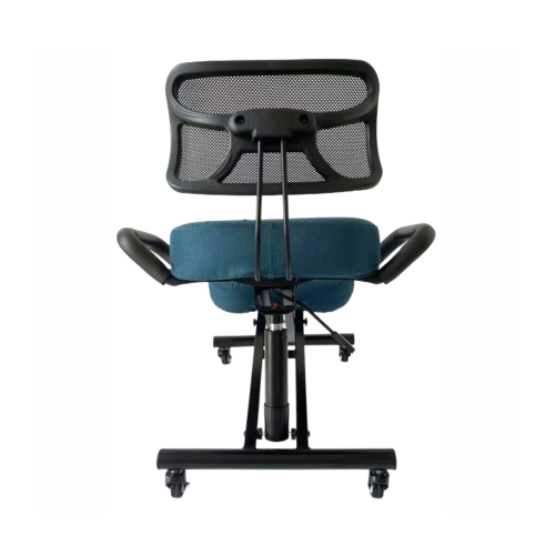 Krzesło ergonomiczne klękosiad czarny lniany + pokrowiec turkusowy OKNEEL