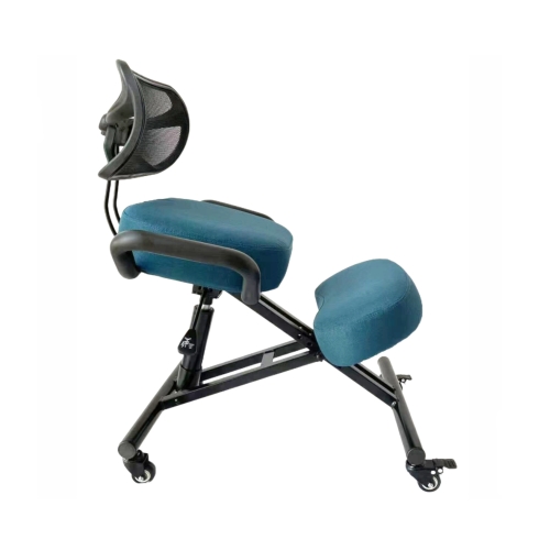 Krzesło ergonomiczne klękosiad czarny lniany + pokrowiec turkusowy OKNEEL