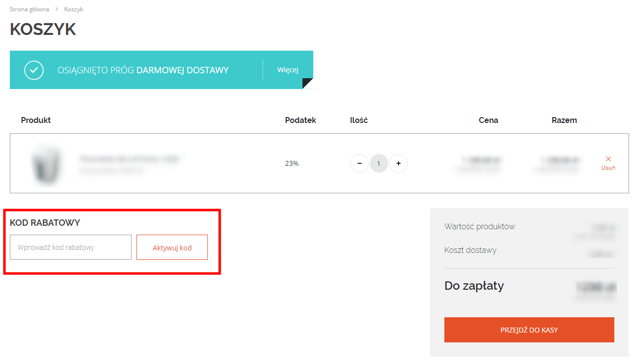 Atakto - kod rabatowy w koszyku